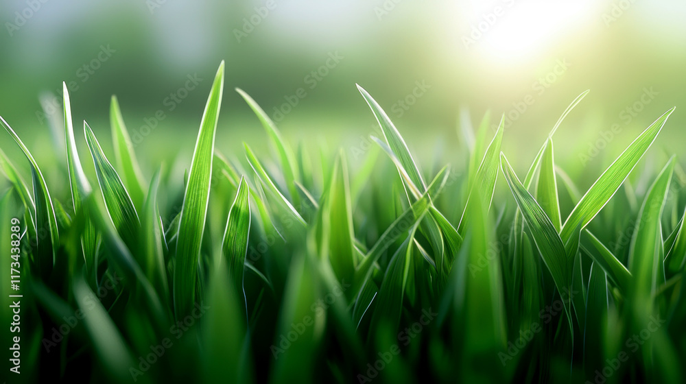 Obraz premium Close-up of lush green grass in sunlight
