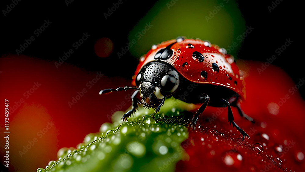 Obraz premium Ladybug - Insect, Bug, Beetle, Nature, Microphotography, Close-up, Detailed, Magnified, High-Resolution, Professional, Focus