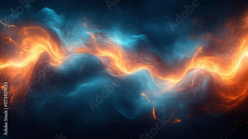 An abstract depiction of ball lightning in the form of swirling waves of light and energ photo