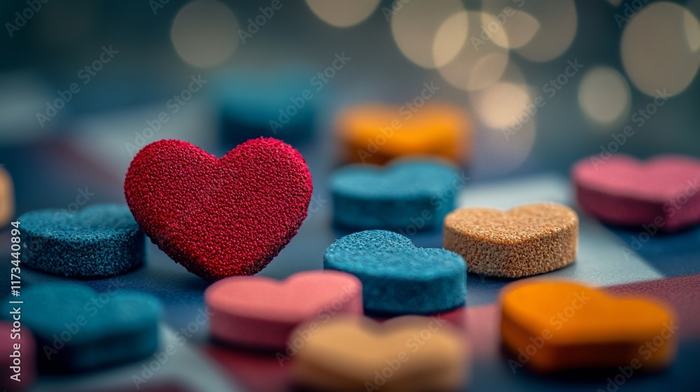Obraz premium Colorful Heart-Shaped Candy Valentine's Day