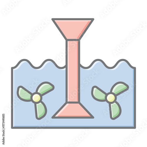 Tidal energy lineal color icon , vector, pixel perfect, illustrator file 
