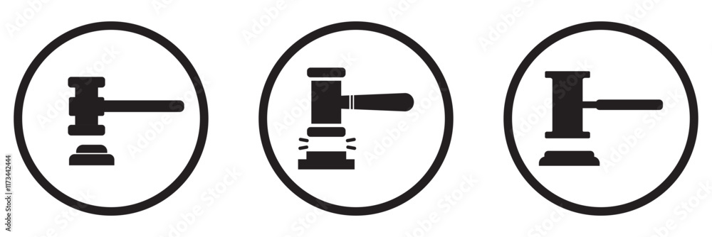 Gavel icon set. judge gavel icon vector. law icon vector. auction hammer Gavel icon set. judge gavel icon vector. law icon vector. auction hammer