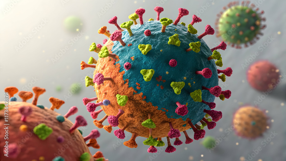 Colorful 3D Representation of Virus Structure and Its Components Colorful 3D Representation of Virus Structure and Its Components