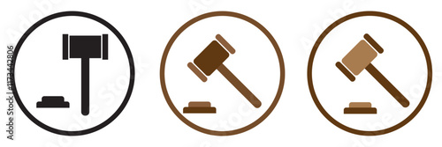 Gavel icon vector isolated on white background. Hammer icon vector. Judge Gavel Auction Icon Vector. Bid