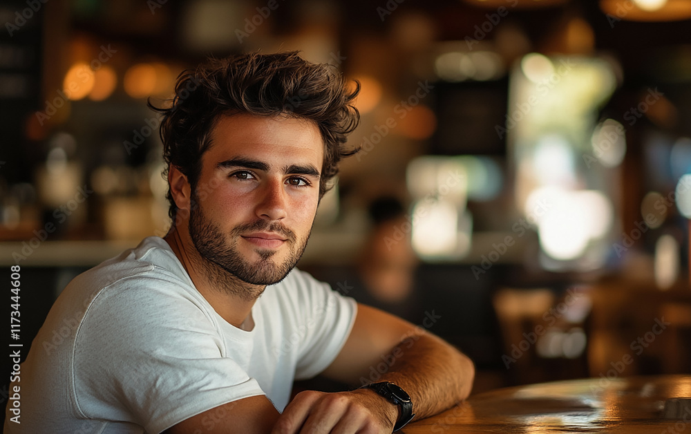 Casual portrait of a man sitting at a coffee shop table, with natural light streaming in, creating a warm and inviting atmosphere.
Casual portrait of a man sitting at a coffee shop table, with natural light streaming in, creating a warm and inviting atmosphere.