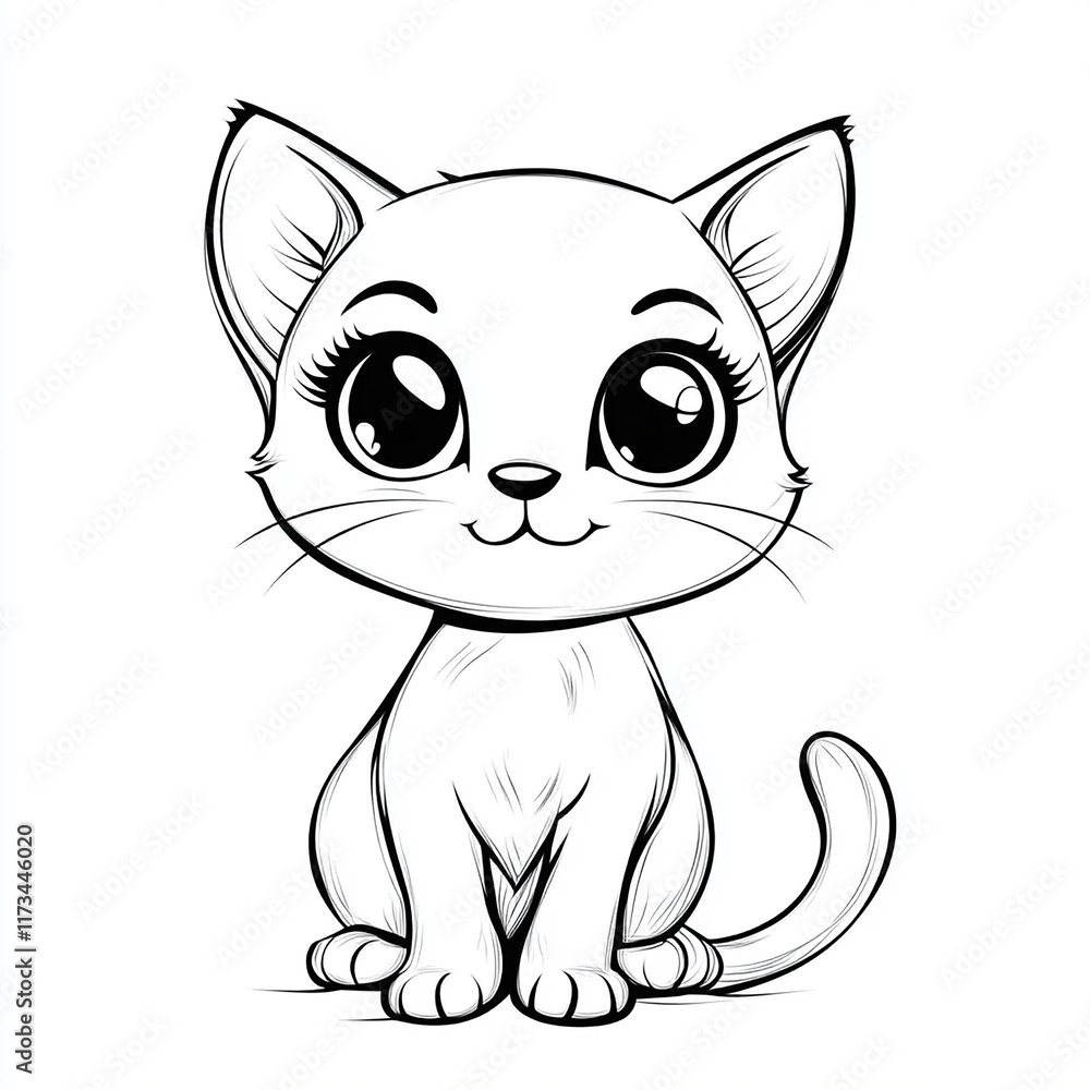 Fototapeta premium Coloring page with a cat