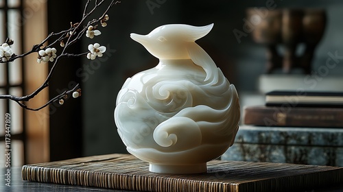 Ocean wave jade dolphin figurine high resolution hd picture photo