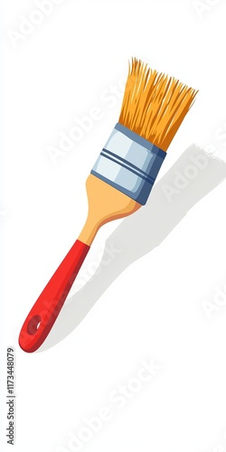 Wallpaper Mural Colorful digital illustration of a paintbrush with a red handle casting a shadow on a white surface. Torontodigital.ca