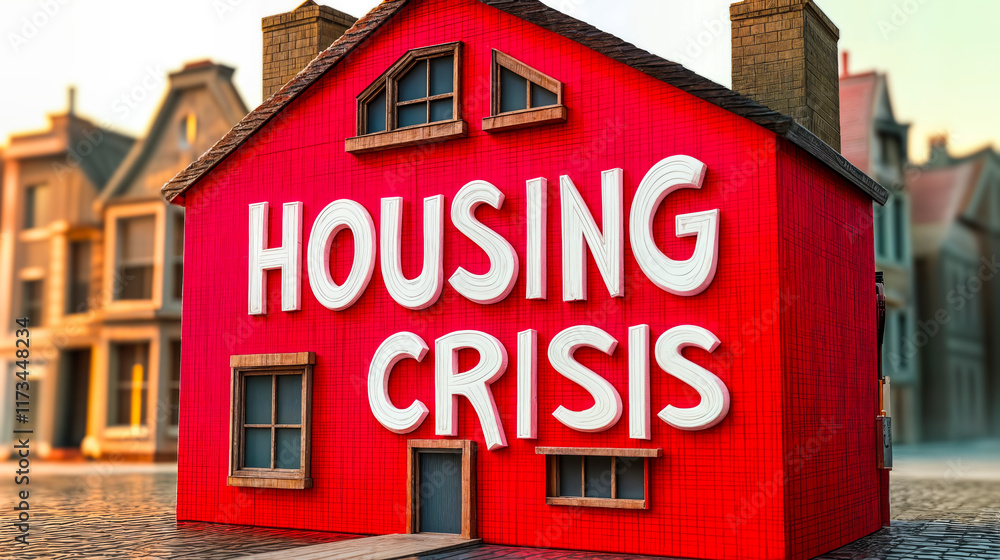 Housing Crisis Conceptual Image of Supply and Demand Challenges in Real Estate Market Housing Crisis Conceptual Image of Supply and Demand Challenges in Real Estate Market