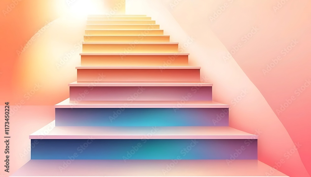 Colorful Steps Leading Towards Bright Light Colorful Steps Leading Towards Bright Light