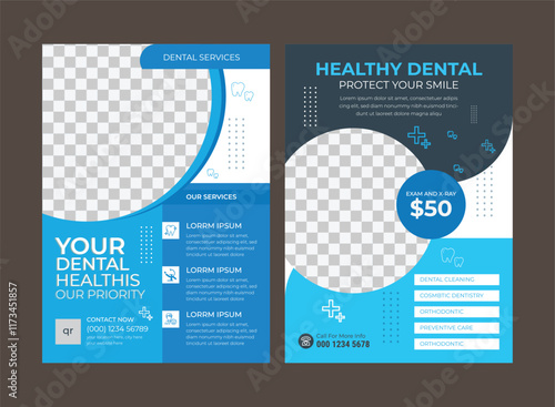 Dental Dentist Clinic Flyer template design 