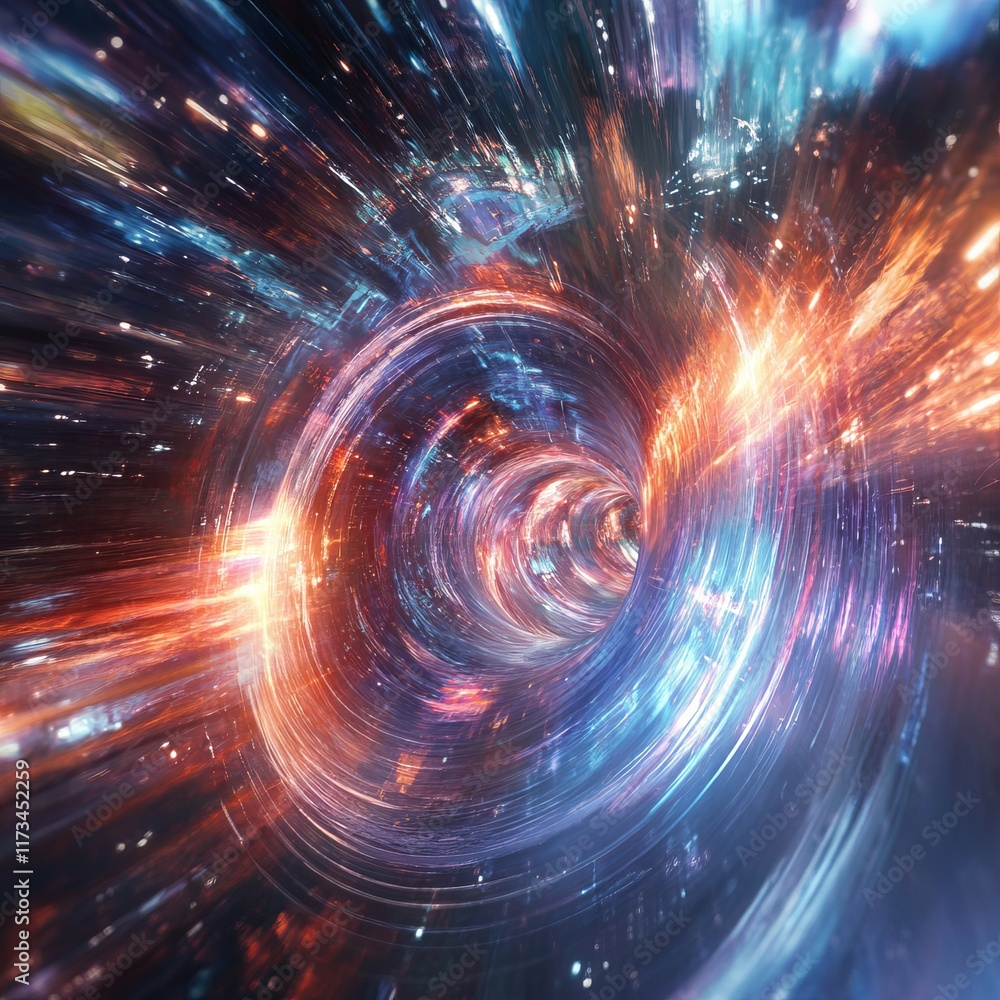 Fototapeta premium A mesmerizing cosmic vortex with swirling colors and dynamic energy, capturing the essence of a futuristic space scene.