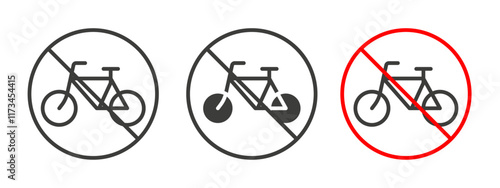 Bicycle prohibition signs collection for website design, app, UI design.