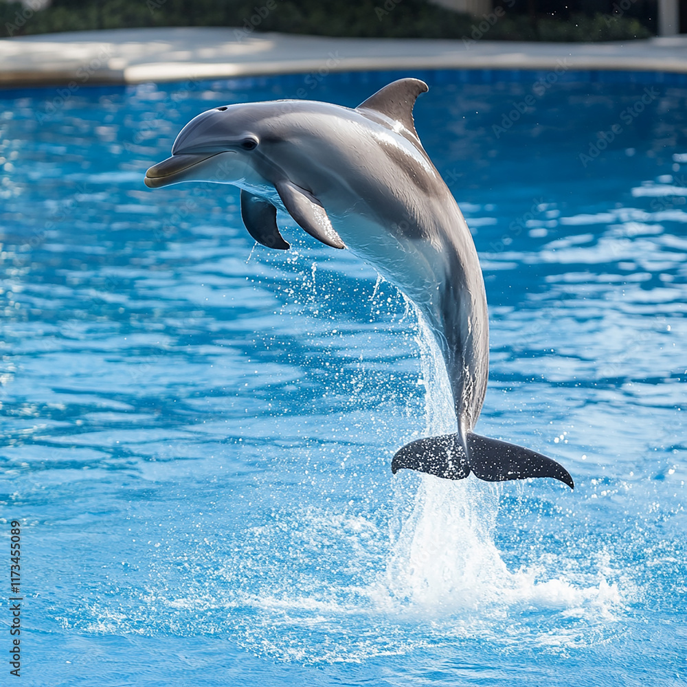 Naklejka premium Stunning photographs of dolphins in their natural habitat, showcasing their playful behavior, elegant movements, and interactions with the ocean environment. Perfect for wildlife enthusiasts, marine c