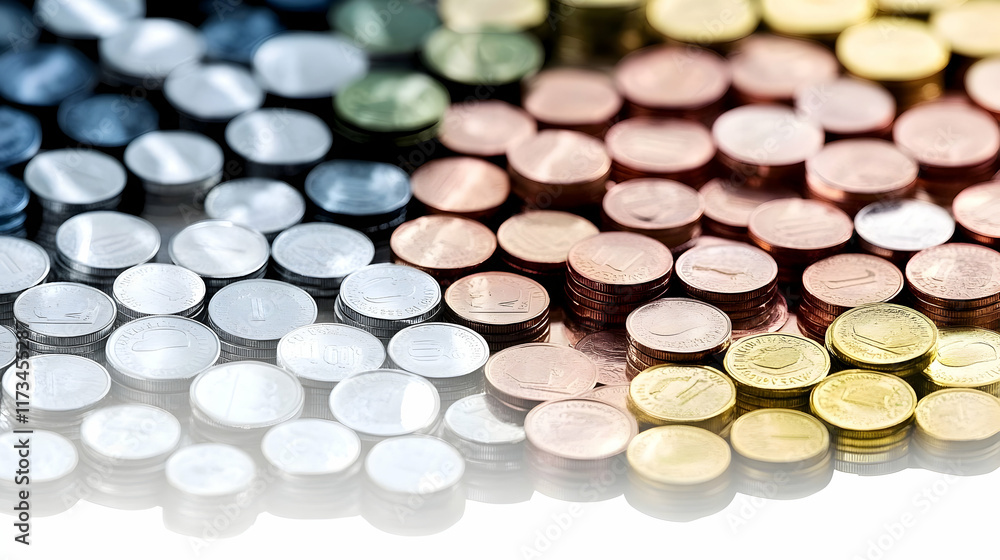 Colorful stacks of Euro coins arranged in a circular pattern, illustrating financial growth and economic stability. Use finance, banking, investment. Colorful stacks of Euro coins arranged in a circular pattern, illustrating financial growth and economic stability. Use finance, banking, investment.