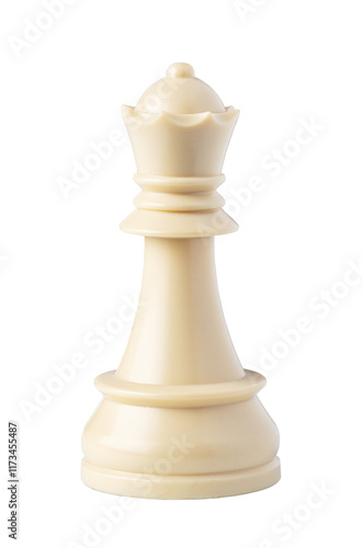Foto White queen chess piece standing on white background