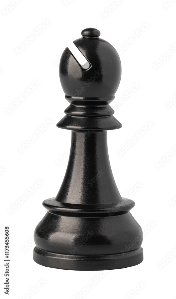 Black bishop chess piece standing on white background Black bishop chess piece standing on white background