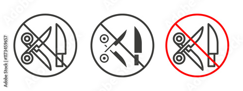 No scissors or no knives signs collection for website design, app, UI design.