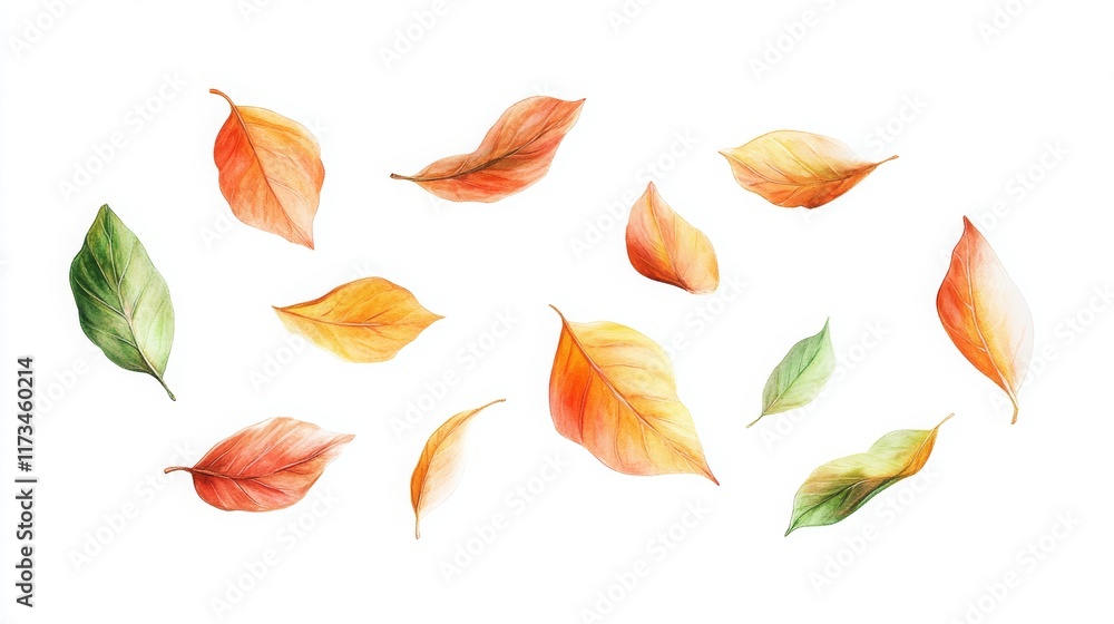 Fototapeta premium Flying leaves design as a decorative element for designs.