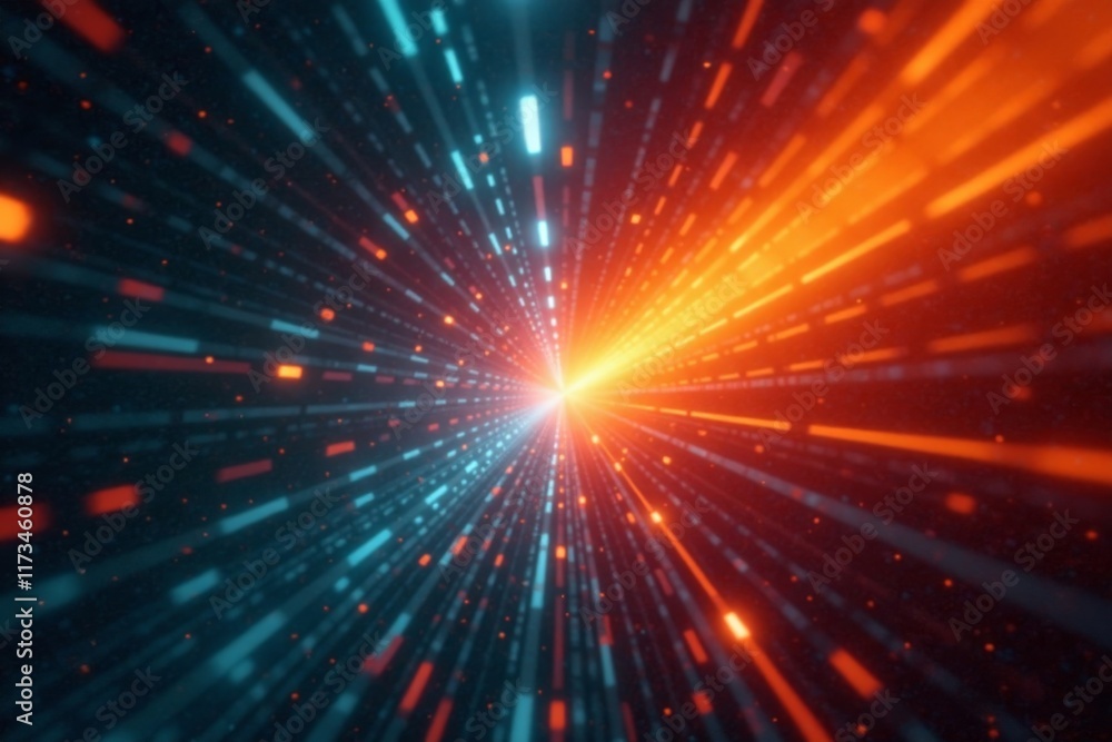 Obraz premium Lamps or LED lights with orange and white ray effect, electric lighting, orange light