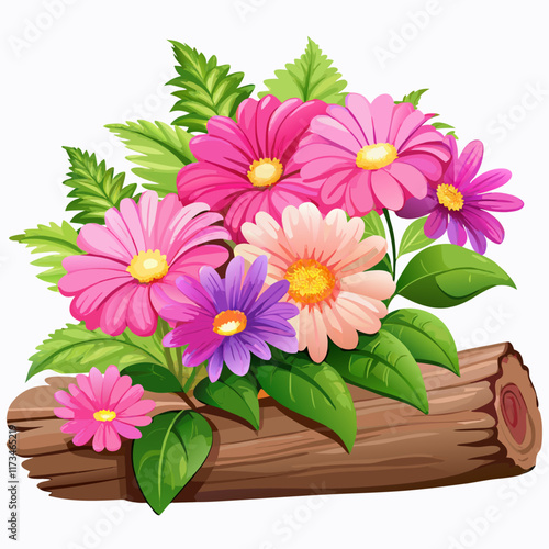 Pink and purple gerbera daisy flowers vector illustration (3)