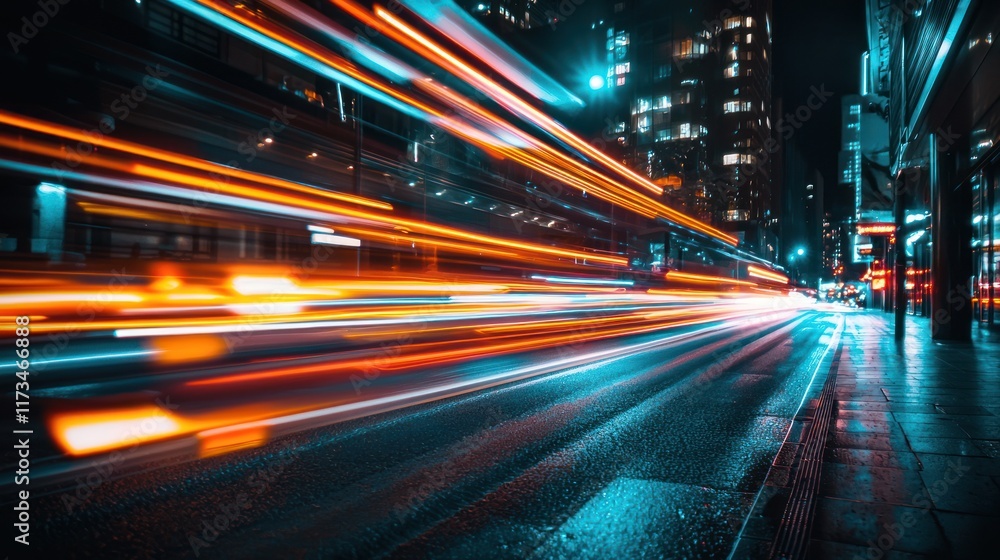Obraz premium Night City Lights: Urban Speed and Energy