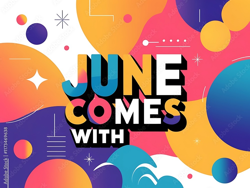 Fototapeta premium June Comes With Colorful Abstract Shapes Design