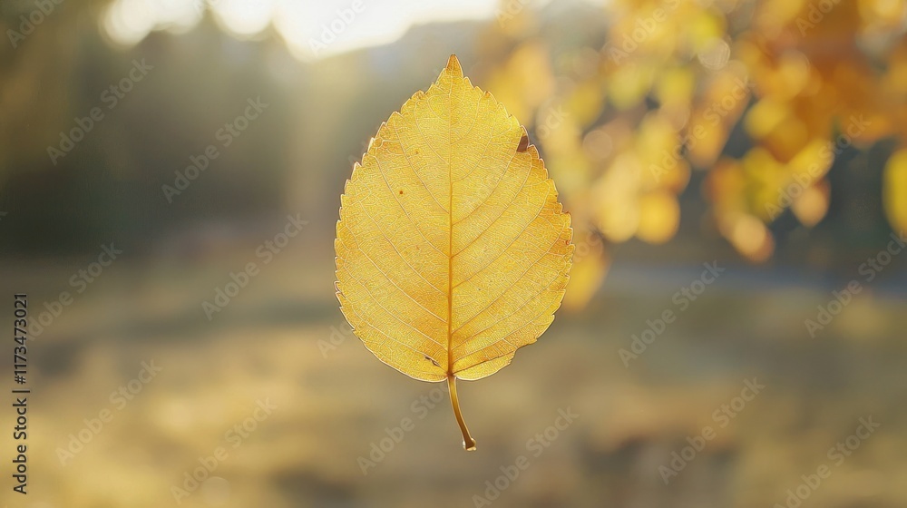 Golden Autumn Leaf: A Serene Autumnal Scene Golden Autumn Leaf: A Serene Autumnal Scene