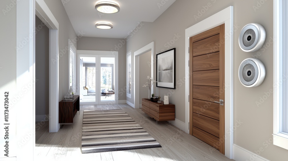 Fototapeta premium Modern and Sleek Interior Hallway with Contemporary Design Elements