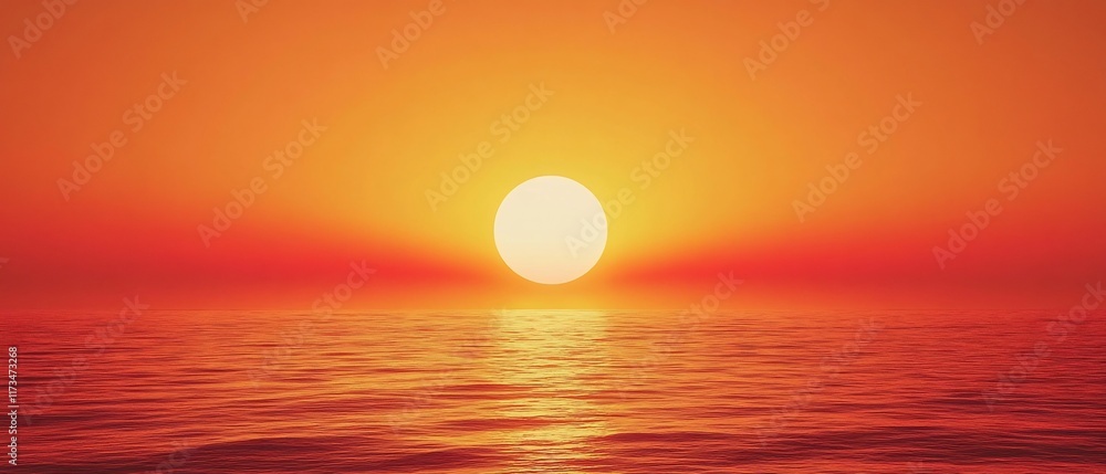 Fiery Sunset Over Calm Ocean: A Serene Seascape Fiery Sunset Over Calm Ocean: A Serene Seascape
