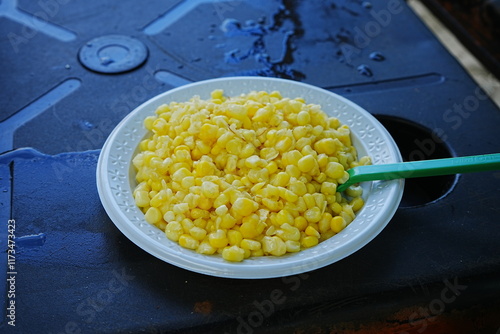 Obraz na płótnie Street Food, Sweet Corn with Batter, Foods of Brazil - バターコーン w salonie