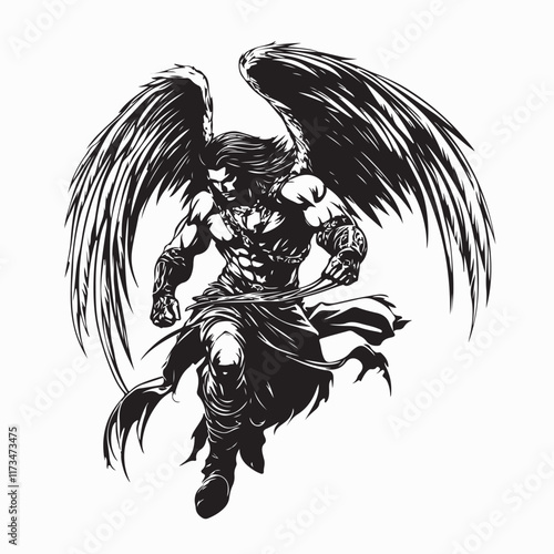 Guardian Angel illustration Images Vector isolated on white background.