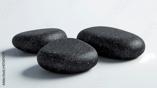 3d renderings of black stones. Leafstone. Illustration