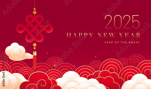 Spring Festival background design Chinese knot and auspicious cloud