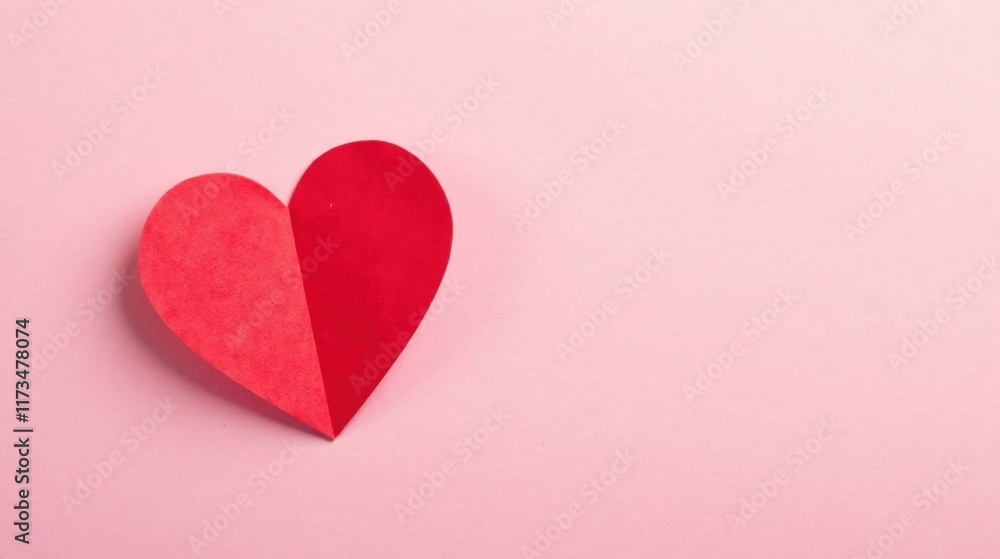 A Red Paper Heart on a Pink Background, a Symbol of Love and Affection A Red Paper Heart on a Pink Background, a Symbol of Love and Affection