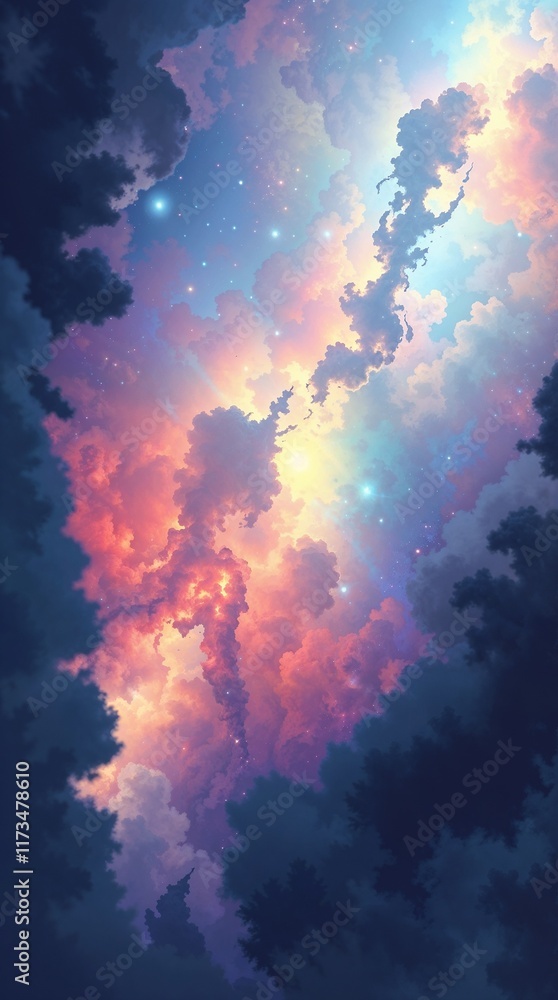 Naklejka premium abstract clouds in the galaxy colorful background