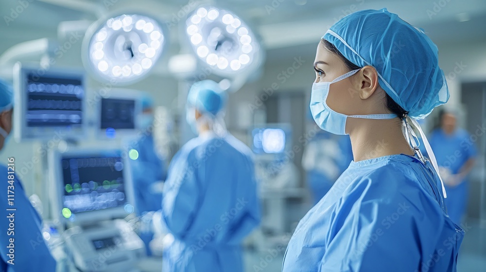 Surgical instruments arranged on a sterile tray in the operating room Stock Photo with side copy space Surgical instruments arranged on a sterile tray in the operating room Stock Photo with side copy space