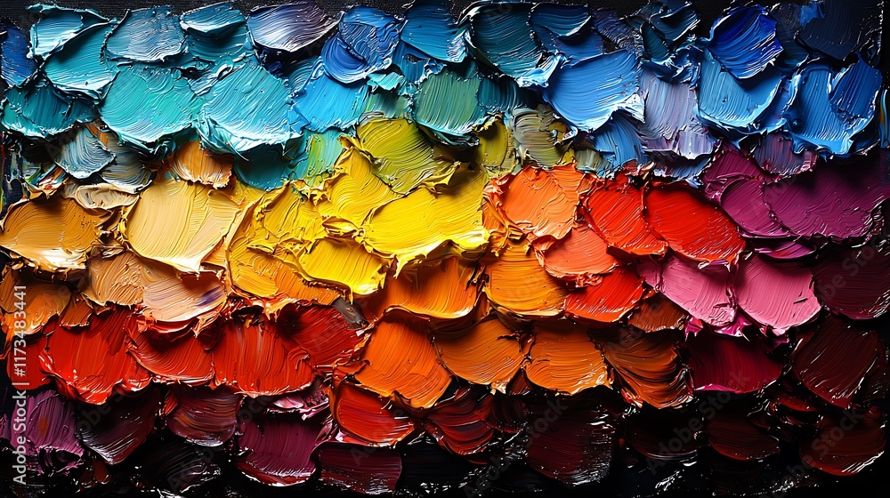 Vibrant impasto oil paint texture background in rainbow colors. Vibrant impasto oil paint texture background in rainbow colors.