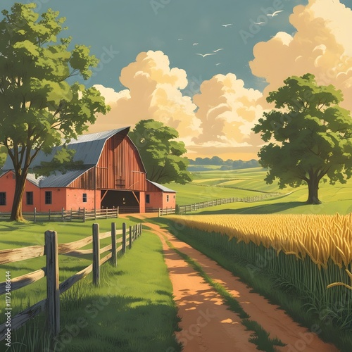 landscape with barn