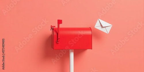 Red Mailbox with Incoming White Envelope