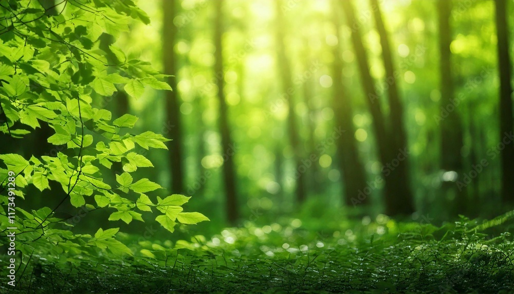 Fototapeta premium background image of forest leaves is blurred