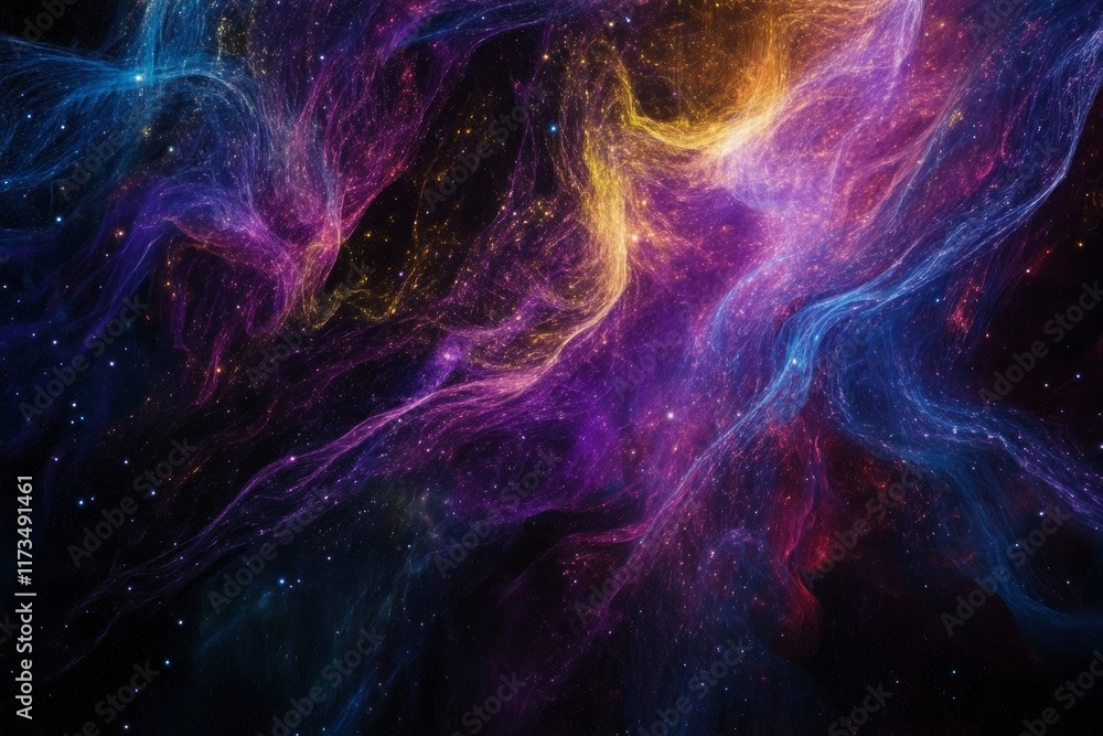 Fototapeta premium Vibrant Abstract Background Illustrating Digital Data and Communication in a Colorful Cosmic Landscape