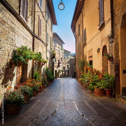 narrow street in old port city