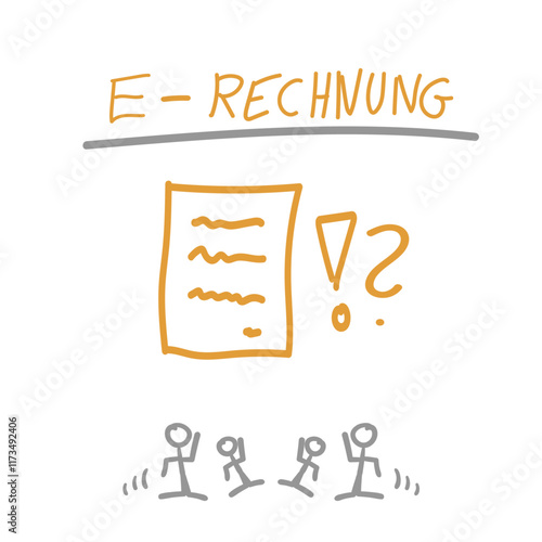 E-Rechnung Elektronische Rechnung Elektronisch Zeichen Grafik Skizze Text