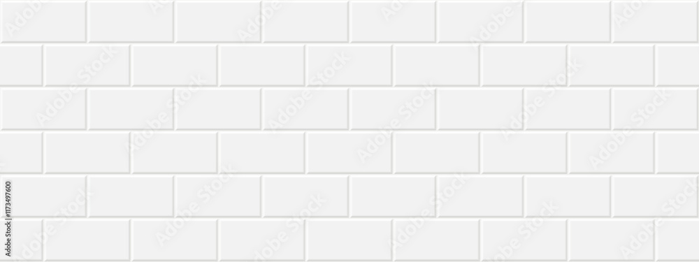 White Tiles Vector Texture. Seamless Pattern Of Beige, Gray Tiles. White Ceramic Textures Background. Seamless Tile Pattern. Grey Ceramic Brick Wall. Abstract Gray Vector Background. White Tile Wall.