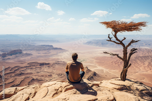 Aerially observing a desert landscape unveils its concealed intricacies and beauty evoking a profound sense of awe photo