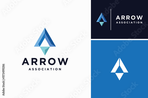 Triangle Embossed Letter A Arrow Arrowhead Pyramid polygon low poly modern logo design