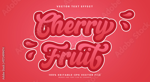 Cherry Fruit Editable Text Effect Template suitable for Tasty fruit theme