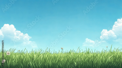 Expansive Green Meadow in Anime Style
