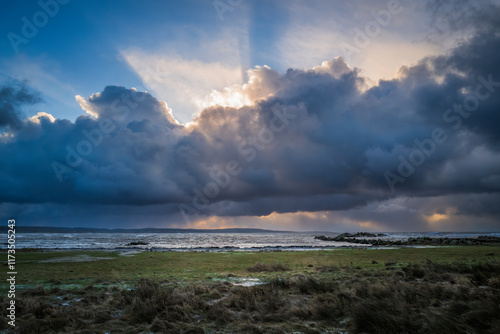 The sun behind the clouds